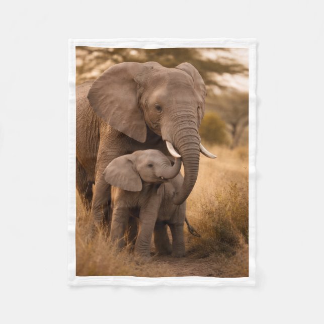Velo Cobertor de Elefante Mãe e Bebê (Frente)