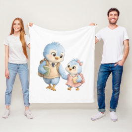 Velo Cobertor de Família de Pássaro Azul Fofo