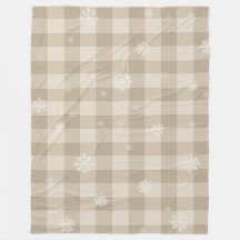 Cobertor de Flanela Xadrez com Floco de Neve – Beg