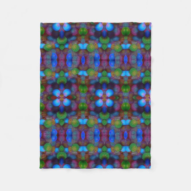 Velo Cobertor de Fleece Abstrato Azul Verde Caleidoscóp (Frente)