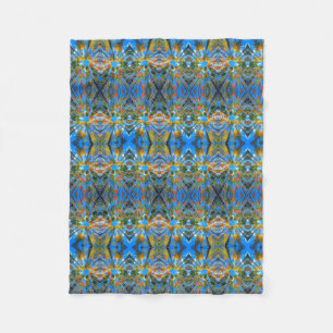 Velo Cobertor de Fleece Abstrato Caleidoscópio Azul Dou