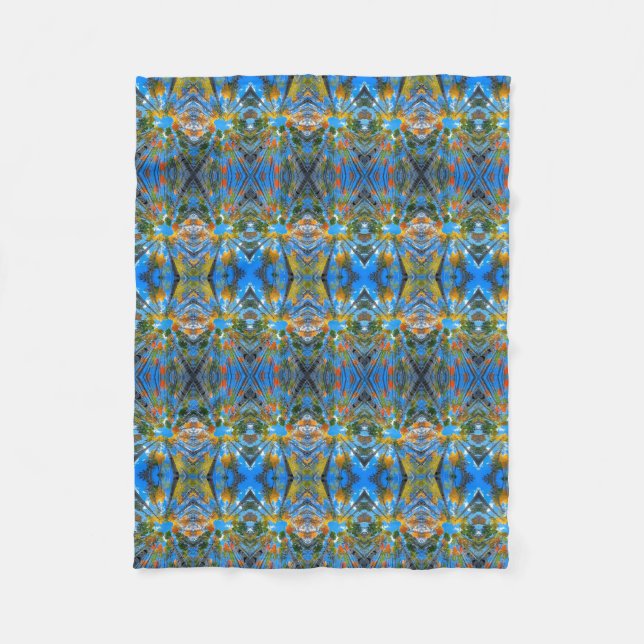 Velo Cobertor de Fleece Abstrato Caleidoscópio Azul Dou (Frente)