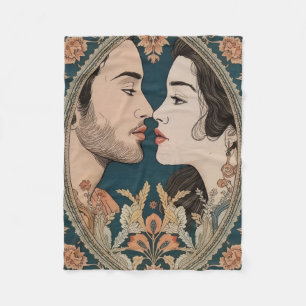 Velo Cobertor de Fleece Amantes Românticos Floral Ele