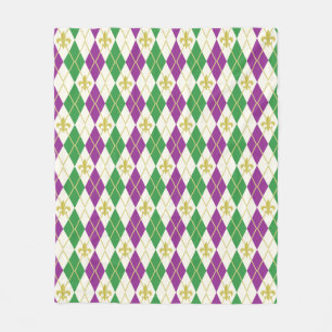Velo Cobertor de Fleece Argyle Mardi Gras