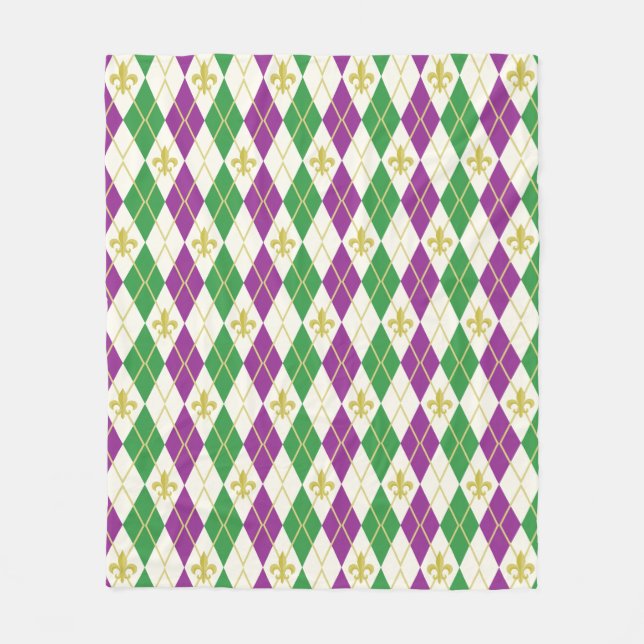 Velo Cobertor de Fleece Argyle Mardi Gras (Frente)
