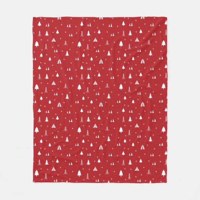 Velo Cobertor de Fleece Árvores de Natal e Flocos de Ne (Frente)