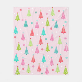 Velo Cobertor de Fleece Árvores de Natal Pastel