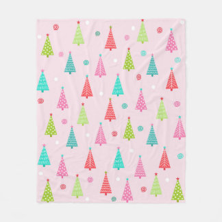 Velo Cobertor de Fleece Árvores de Natal Pastel