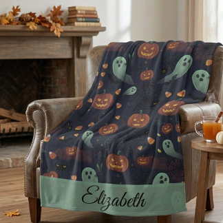 Velo Cobertor de Fleece Assustador e Fofo de Halloween