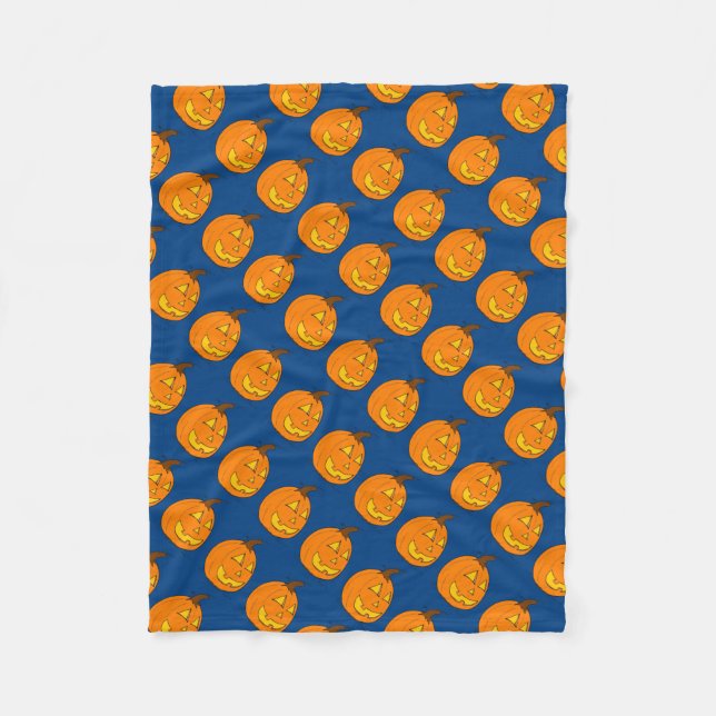 Velo Cobertor de Fleece Azul de Jack o' Lantern (Frente)