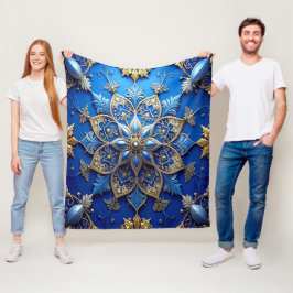 Velo Cobertor de Fleece Azul Dourado Decorativo