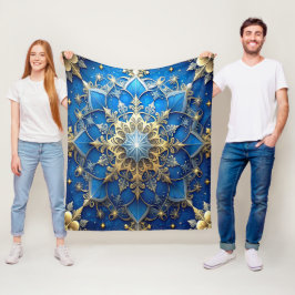 Velo Cobertor de Fleece Azul Dourado Decorativo