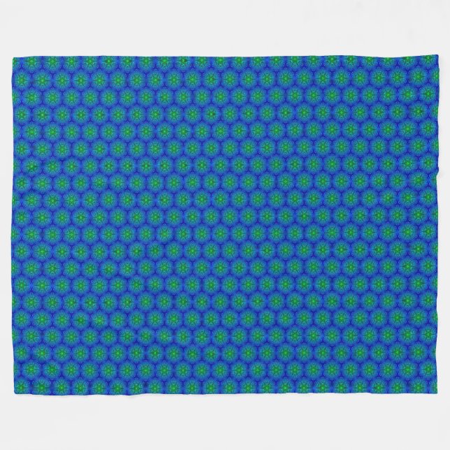 Velo Cobertor de Fleece Azul e Verde Mosaico (Frente (Horizontal))
