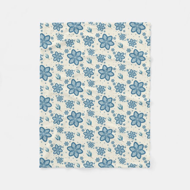 Velo Cobertor de Fleece Azul Jasmine Chic e Botânico (Frente)