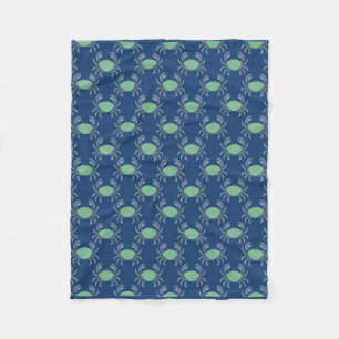 Velo Cobertor de Fleece Azul Marinho com Padrão de Cara