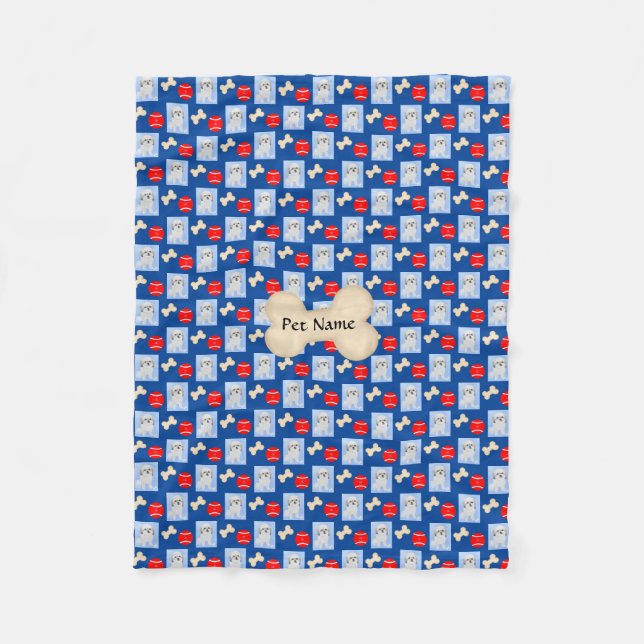 Velo Cobertor de Fleece Azul Personalizado Malshi (Frente)