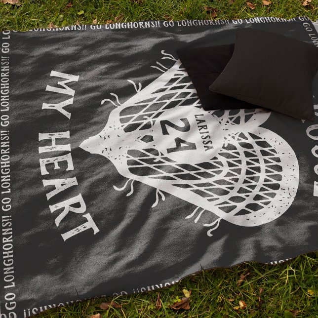 Velo Cobertor de Fleece Black Lacrosse My Heart (Criador carregado)