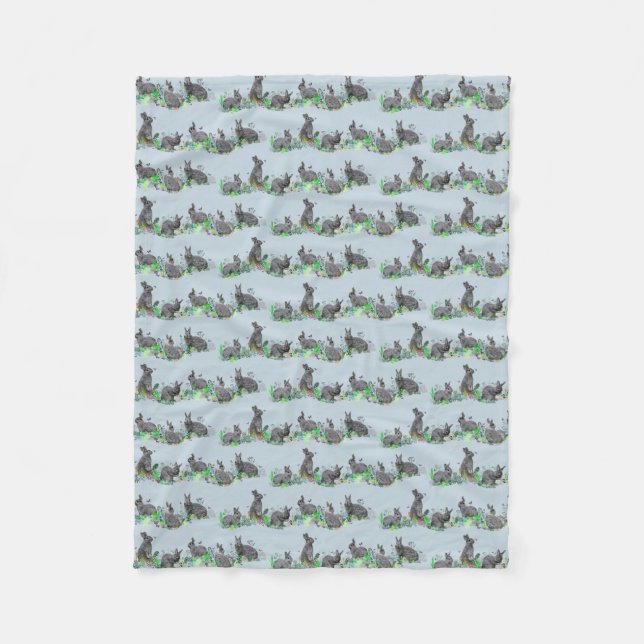 Velo Cobertor de Fleece Bunny Meadow (Azul Claro) (Frente)