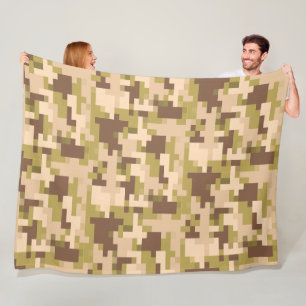 Velo Cobertor de Fleece Camuflagem Digital Bege e Verde