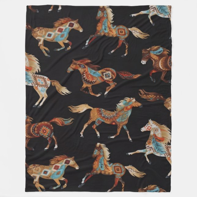 Velo Cobertor de Fleece Cavalos Pintados (Frente)