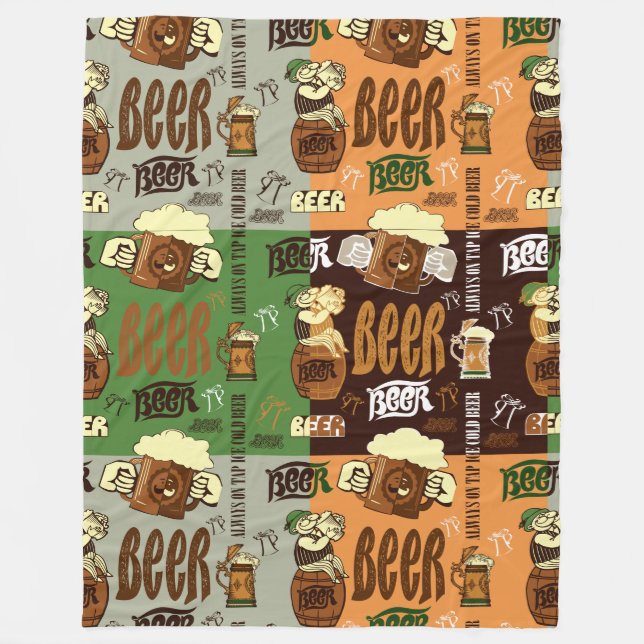Velo Cobertor de Fleece Cerveja Vintage (Frente)