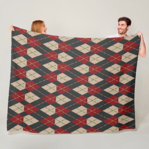 Velo Cobertor de Fleece Clássico com Padrão Argyle em B