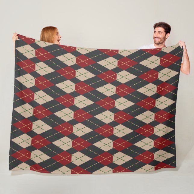 Velo Cobertor de Fleece Clássico com Padrão Argyle em B (In Situ)