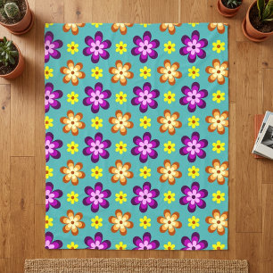 Velo Cobertor de Fleece Colorido de Flores Retrô Fofo M