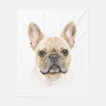 Cobertor de Fleece com Aguarela de Bulldog Francês