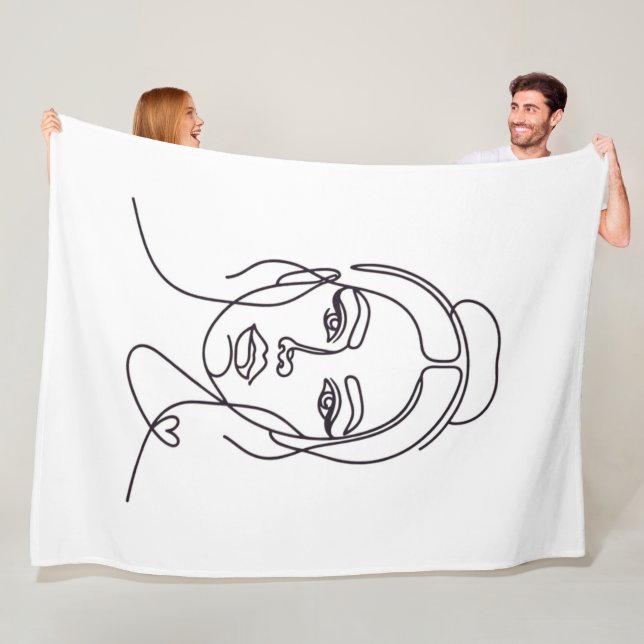 Velo Cobertor de Fleece com Arte de Linha de Mulher Min (In Situ)