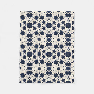 Velo Cobertor de Fleece com Azulejo Geométrico Azul Mar