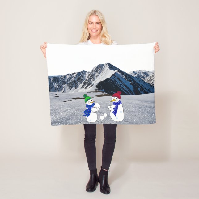 Velo Cobertor de Fleece com Bonecos de Neve na Montanha (In Situ)