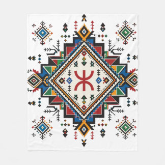 Velo Cobertor de Fleece com Bordado Marroquino Amazigh