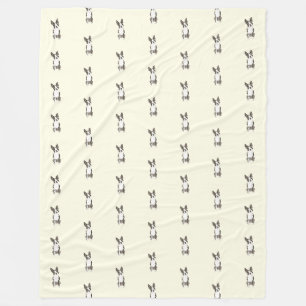 Velo Cobertor de Fleece com Boston Terrier em Aquarela