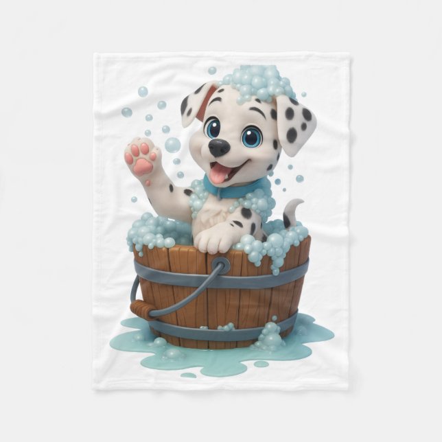 Velo Cobertor de Fleece com Cachorrinho Dalmatino Fofo  (Frente)