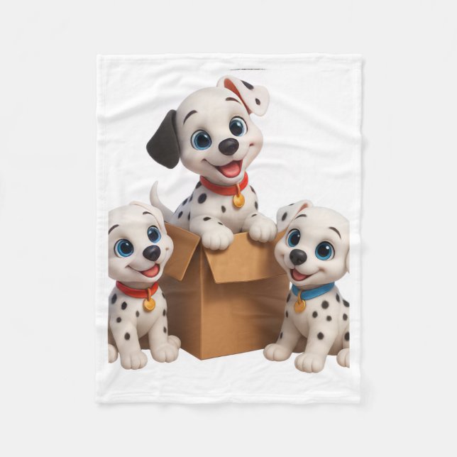 Velo Cobertor de Fleece com Cachorrinhos Dalmatas Fofo  (Frente)