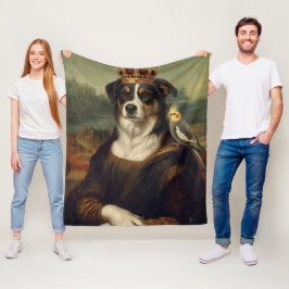 Velo Cobertor de Fleece com Cachorro Mona Lisa e Papaga