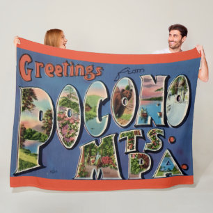 Velo Cobertor de Fleece com Cartão Postal Antigo de Poc