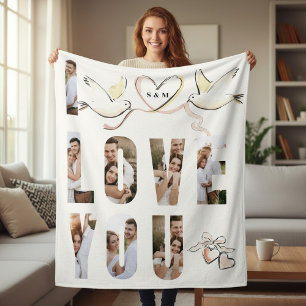 Velo Cobertor de Fleece com Colagem de Fotos Amor Român
