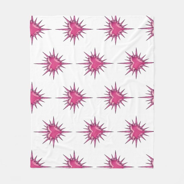 Velo Cobertor de Fleece com Coração com Espinhos Rosa d (Frente)