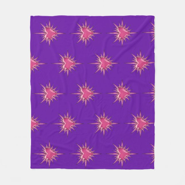 Velo Cobertor de Fleece com Coração com Espinhos Rosa d (Frente)