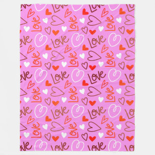 Velo Cobertor de Fleece com Corações de Amor Rabiscados