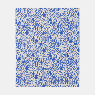 Velo Cobertor de Fleece com Desenho de Linha Azul Perso
