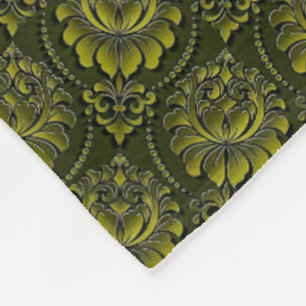 Velo Cobertor de Fleece com Estampa Damask Verde Oliva
