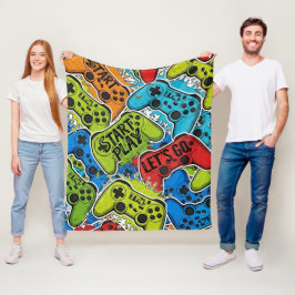 Velo Cobertor de Fleece com Estampa de Gamer
