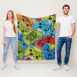 Velo Cobertor de Fleece com Estampa de Gamer