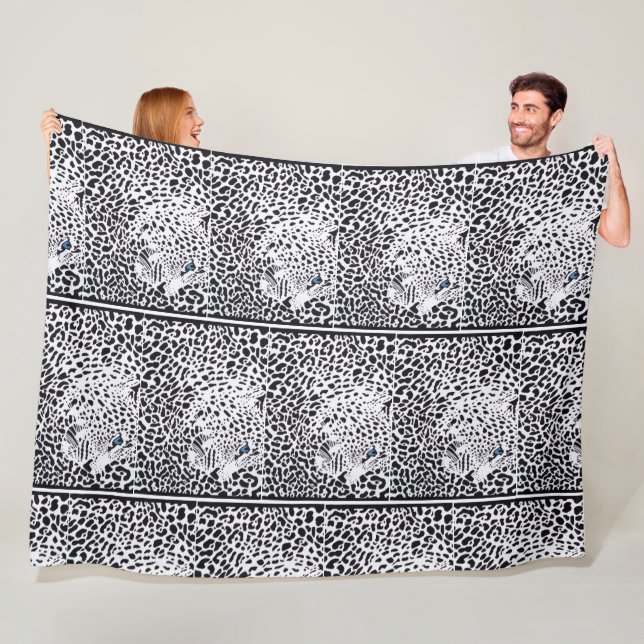 Velo Cobertor de Fleece com Estampa de Leopardo Preto e (In Situ)