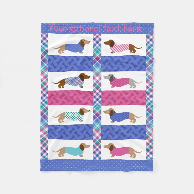 Velo Cobertor de Fleece com Estampa Quiltada de Dachshu (Frente)