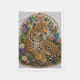 Velo Cobertor de Fleece com Estilo de Bordado de Leopar