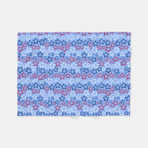 Velo Cobertor de Fleece com Estrelas Vermelhas, Brancas